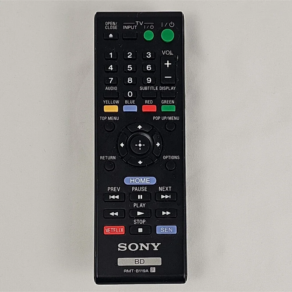 Sony RMT-B119A Blu-ray DVD Player Remote Control Netflix